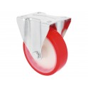 Roulette corps en nylon blanc et bandage en polyuréthane rouge à platine fixe métallique