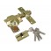 Ensemble de serrure modèle 1-88 x 153 finition or et cylindre en laitonde 60 (25-25-10) avec ouverture avec la même clé