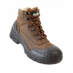 Chaussure de protection haute. Cuir nubuck imperméable.