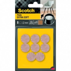 8 Patins extra soft  feutres laine adhésif beige  Ø22mm - SCOTCH