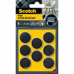 8 Patins Ultra résistant feutres bi-matière adhésifs Ø34mm - SCOTCH