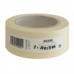 Adhésif de masquage lisse - Longueur 50 m - Largeur 25 mm