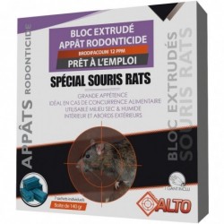 Appât raticide souricide blocs Brodifacoum Alto - 7 sachets 20 g