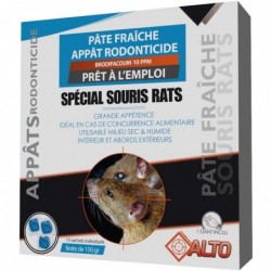 Appât raticide souricide pâtes fraîches Brodifacoum Alto - 15 sachets 10 g