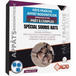 Appât raticide souricide pâtes fraîches Difénacoum Alto - 15 sachets 10 g