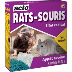 Appâts rats-souris effet radical - Acto - 7 sachets de 20 g