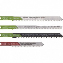 Assortiment 4 lames de scie sauteuse - SCID - Attache en U