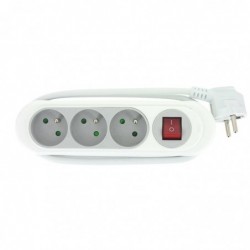 Bloc multiprise bi-color gris/blanc Dhome - 3 x 2P+T - Avec interrupteur