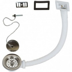 Bonde d'évier à bouchon-chainette avec trop plein - Valentin - Ø 60 mm