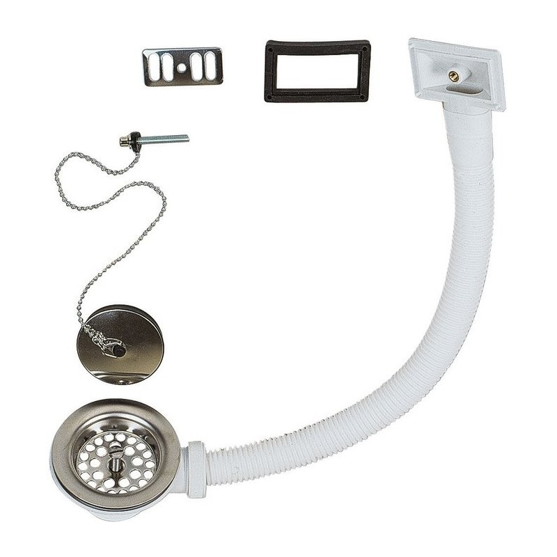 Bonde d'évier à bouchon-chainette avec trop plein - Valentin - Ø 60 mm