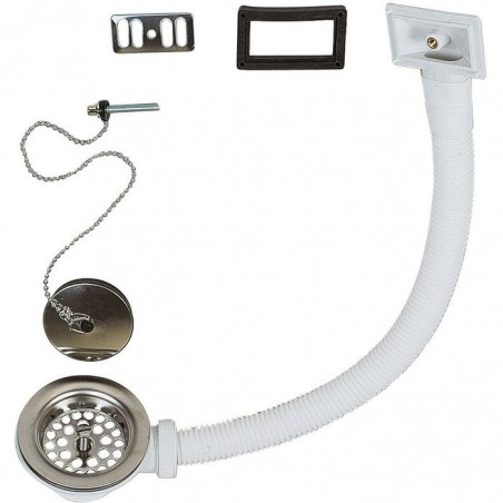 Bonde d'évier à bouchon-chainette avec trop plein - Valentin - Ø 60 mm