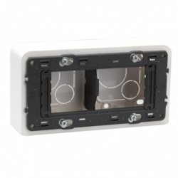 Cadre blanc avec support Legrand - Mosaïc - 2 x 2 modules horizontaux - Profondeur 40 mm