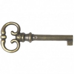 Clé cuisse vieux laiton pour serrure de meuble Devismes - Tige de 40 mm