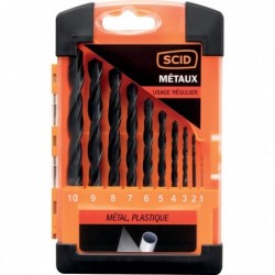 Coffret 10 forets métaux HSS Laminé - SCID - De 1 à 10 mm