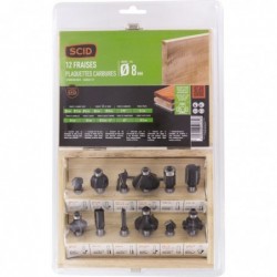 Coffret bois 12 fraises pour défonceuse SCID - Diamètre de queue 8 mm