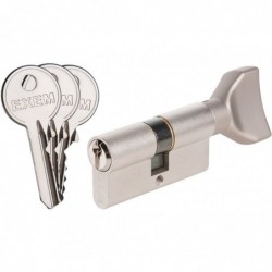 Cylindre à bouton 5G - Exem - Laiton nickelé - S'entrouvrant avec clé N°KCB006505 - B30 x 30 mm