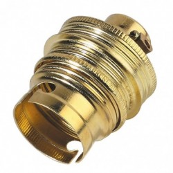 Douille B22 acier laitonné avec passage de fil L'Ebénoïd - Raccord diamètre 11 mm - Double bague