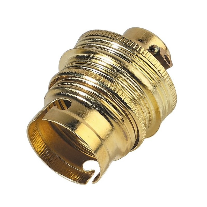 Douille B22 acier laitonné avec passage de fil L'Ebénoïd - Raccord diamètre 11 mm - Double bague