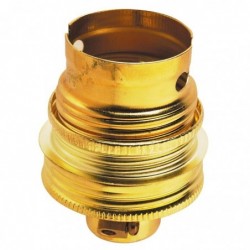 Douille B22 acier laitonné avec passage fil Legrand - Raccord diamètre 10 mm - Double bague