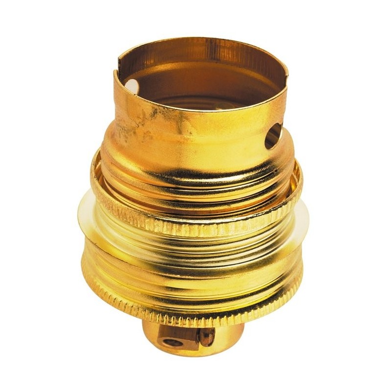 Douille B22 acier laitonné avec passage fil Legrand - Raccord diamètre 10 mm - Double bague