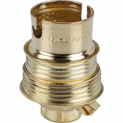 Douille B22 acier laitonné sans passage de fil L'Ebénoïd - Raccord diamètre 10 mm - Double bague