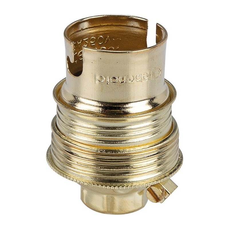 Douille B22 acier laitonné sans passage de fil L'Ebénoïd - Raccord diamètre 10 mm - Double bague