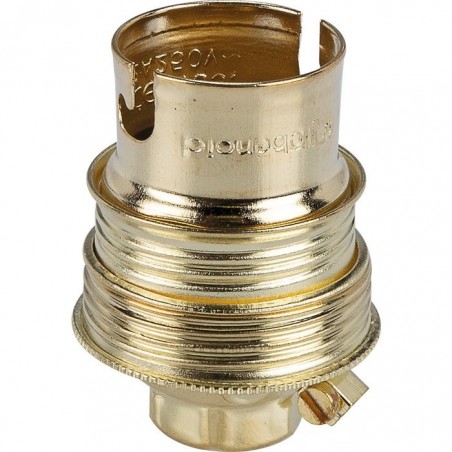 Douille B22 acier laitonné sans passage de fil L'Ebénoïd - Raccord diamètre 10 mm - Double bague