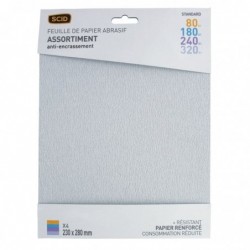 Feuille abrasive - SCID - Anti-encrassement - 230 x 280 mm - Grain 80/180/240/320