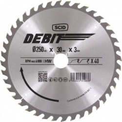 Lame au carbure pour scie à onglet SCID - Epaisseur 3 mm - 40 dents - Diamètre 250 mm - Alésage 30 mm