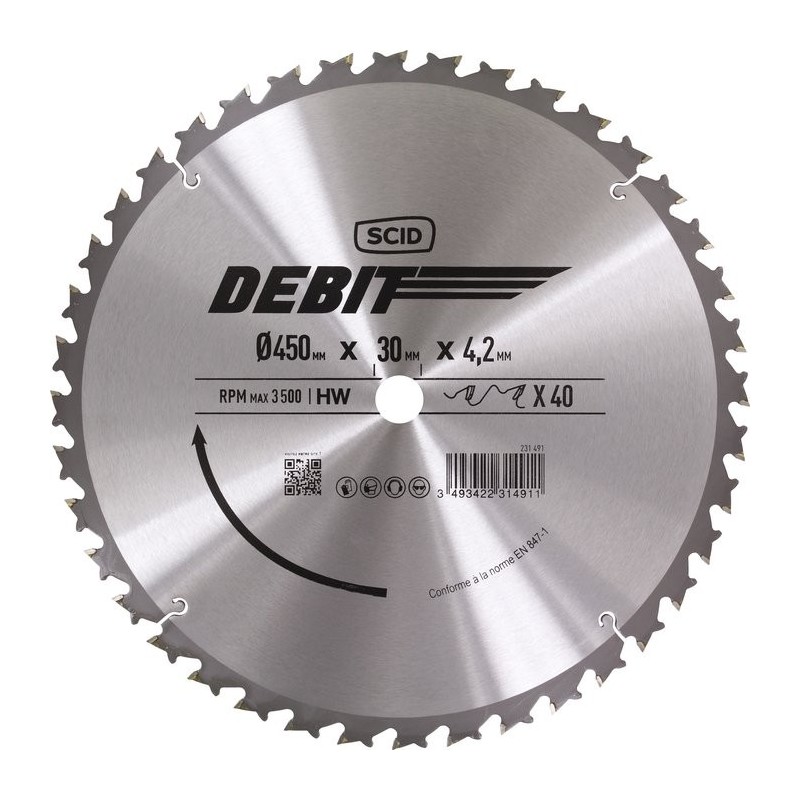 Lame scie circulaire - SCID - Diamètre 450 mm - 40 dents