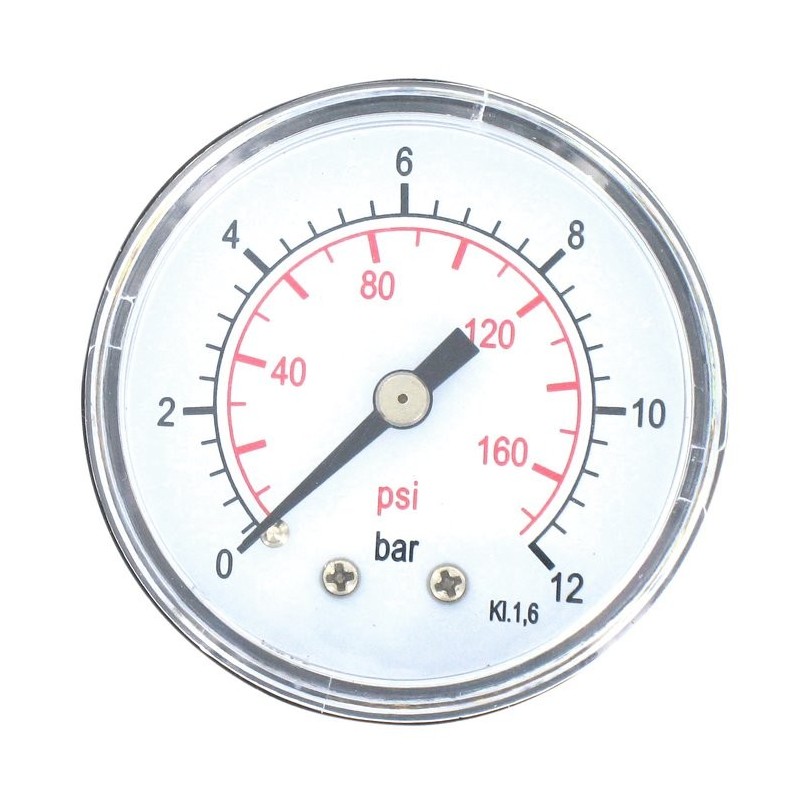Manomètre 12 bar Cap Vert - Axial - 8 x 13