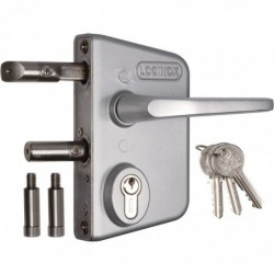 Serrure de portail en applique argent - Clé I - Axe à 30 mm - Profil 40 à 60 mm - LAKQ - Locinox
