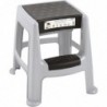 Tabouret marchepied plastique avec coffre Eda - Gris béton et noir