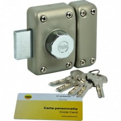 Verrou de porte à bouton et cylindre - YV20 - Yale - Beige - Cylindre 45 mm - 6 goupilles