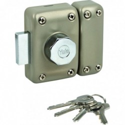 Verrou de porte à bouton et cylindre - YV20 - Yale - Beige - Cylindre 50 mm - 5 goupilles
