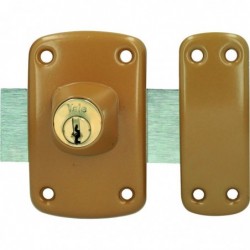 Verrou de porte à cylindre - YV10 - Yale - Marron doré - Cylindre 45 mm - 5 goupilles