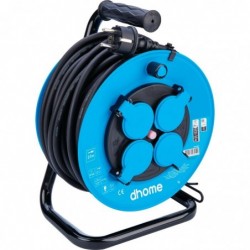 Enrouleur professionnel - Dhome - 4 prises 2P+T avec clapet - Câble H07 RN-F 3G1