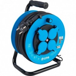 Enrouleur professionnel - Dhome - 4 prises 2P+T avec clapet - Câble H07 RN-F 3G2