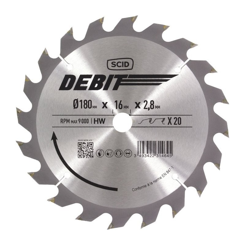 Lame au carbure pour scie circulaire SCID - Epaisseur 2