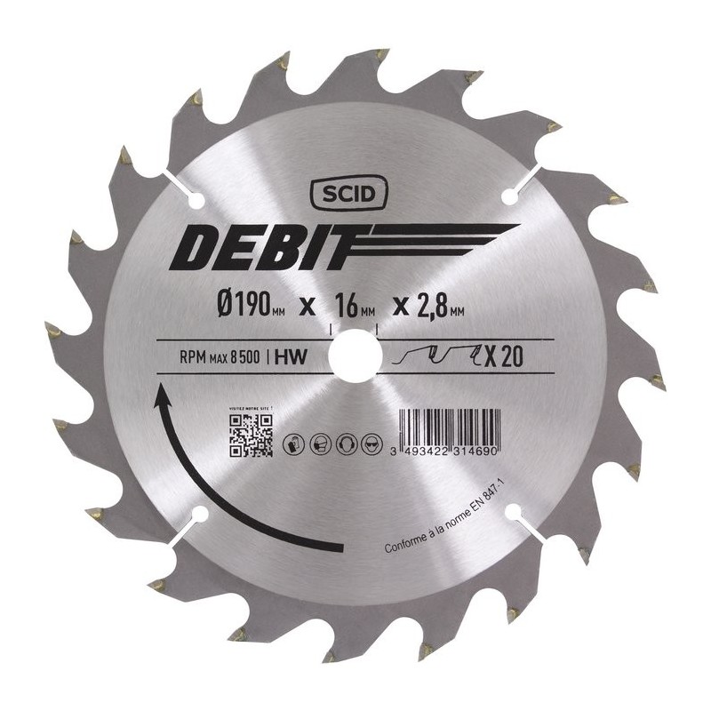 Lame au carbure pour scie circulaire SCID - Epaisseur 2