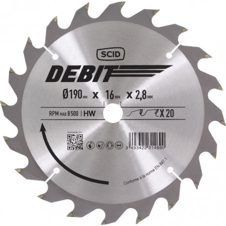 Lame au carbure pour scie circulaire SCID - Epaisseur 2