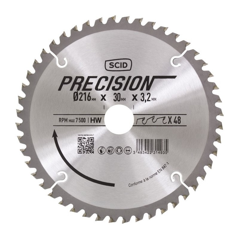 Lame carbure denture alternée pour machnine stationnaire