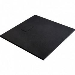 Receveur de douche extra-plat noir effet pierre Gaïa Odyssea