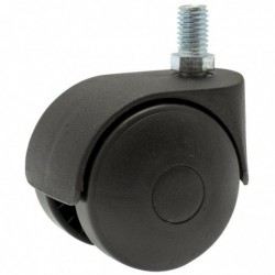 Roulette Twiny noire à tige filetée pivotante