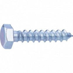 Tirefond - Fixpro - Tête hexagonale - Acier zingué - Filetage partiel - Sachet