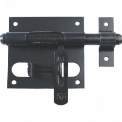 Verrou de box avec porte cadenas - Acier noir